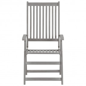 Garden Chair Set of 4 Grey Chair, Black Cushion