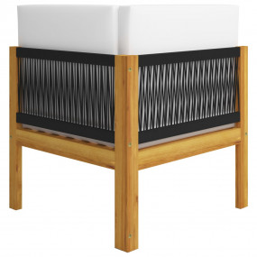 Garden Bench Cream White Solid Acacia Wood 2-Seater Mod...