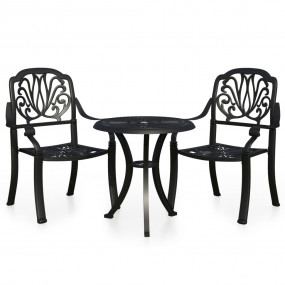 Bistro Set Black Cast aluminum Medium Durable Bistro Se...
