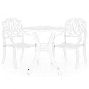 Bistro Set White Cast aluminum Medium Bistro Set Round