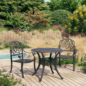 Bistro Set Black Cast Aluminum Standard Durable Bistro ...