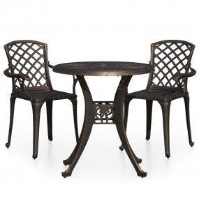 Bistro Set Bronze Cast aluminum Standard Durable Bistro...