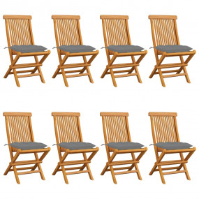 Garden Chair Set of 8 Natural Teak Solid Teak Wood Stan...