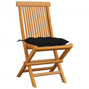 Patio Chair Set of 8 Natural teak wood with black cushi...