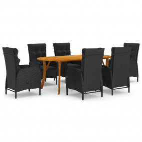 Dining Set Black Solid Acacia Wood Tough Dining Set Rec...