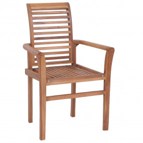 Dining Chair Set of 6 Anthracite Teak Wood Medium Stack...