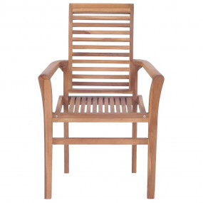 Dining Chair Set of 6 Teak Solid Teak Wood Standard Sta...