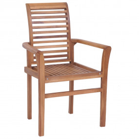 Dining Chair Set of 6 Teak and Blue
