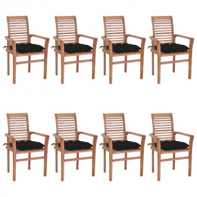 Dining Chair Set of 8 Natural Teak Teak Wood, Polyester...