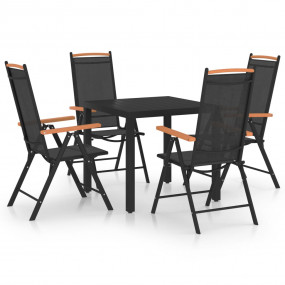 Dining Set Black Powder-Coated Aluminum, Textilene, WPC...