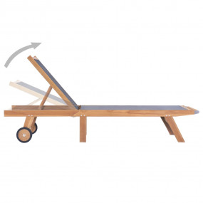 Sunlounger Brown Solid Teak wood Standard Foldable Sunl...