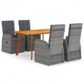 Dining Set Grey Solid Acacia wood Large Foldable Dining...