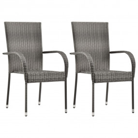 Dining Set Gray Solid acacia wood Medium Stackable Dini...
