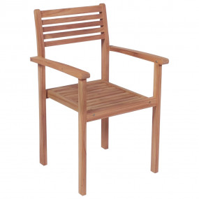 Patio Chair Set of 6 Teak wood color with red cushions