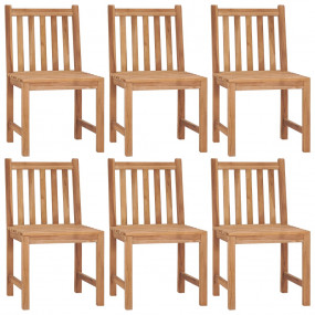 Patio Chair Set of 6 Warm Brown Solid Teak Wood Standar...
