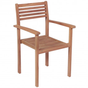 Patio Chair Set of 8 Teak Teak Wood Standard Stackable