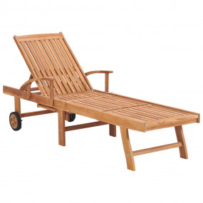 Sun Lounger Set of 2 Teak and Taupe