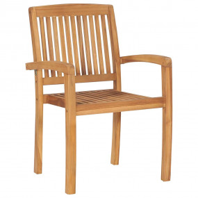 Garden Chair Set of 6 Teak Wood Standard Stackable Gard...