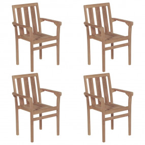 Stackable Chair Set of 4 Grey Solid teak wood Stackable