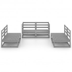 Garden Lounge Set Gray Solid Pinewood 6-piece set Modul...