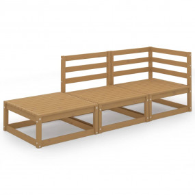 Garden Lounge Set Honey Brown Solid Pinewood Medium Sea...