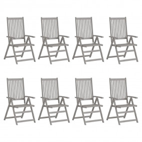 Garden Chair Set of 8 Grey, Beige cushions