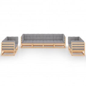 Garden Lounge Set Natural Wood