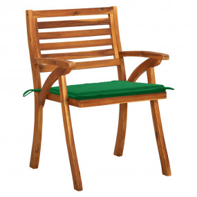 Patio Chair Set of 4 Brown, Green Cushion