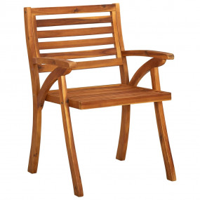 Patio Chair Set of 4 Natural wood, Grey Solid Acacia wo...