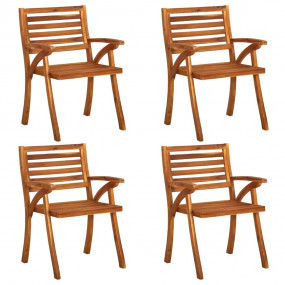 Patio Chair Set of 4 Beige, Brown Solid acacia wood, 10...