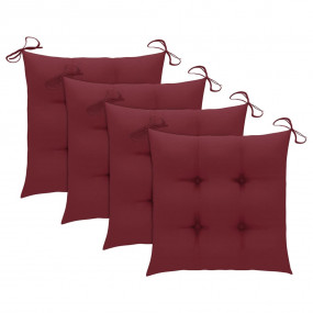 Patio Chair Set of 4 Wine Red (cushions) Solid Acacia W...