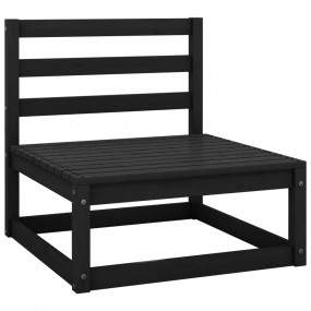 Garden Sofa Black Solid pinewood Middle Sofa Adjustable...