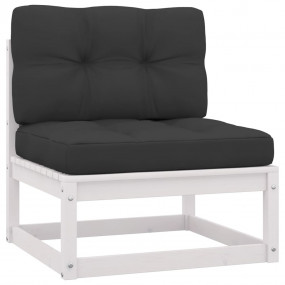 Garden Lounge Set White Solid pinewood, 100% polyester ...