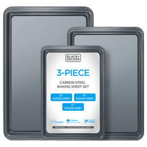 BLACK+DECKER BDK402B 3-Piece Carbon Steel Baking Sheet ...