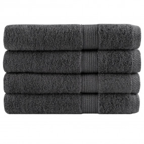 Sauna Towel Set of 4 Anthracite 100% Cotton 31.5 x 78.7...