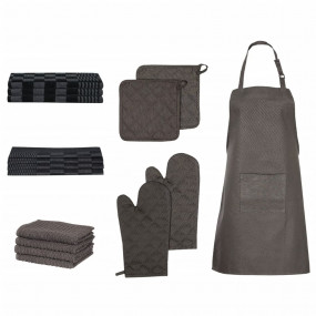 Towel Set Set of 15 Black 100% Cotton 15 Piece Set Towe...