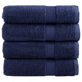 Bath Towel Set of 4 Navy Blue 100% Cotton 39.4 x 59.1 i...