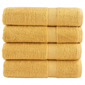Bath Towel Set of 4 Gold 100% Cotton 39.4 x 59.1 in Bat...