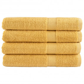 Sauna Towel Set of 4 Gold 100% Cotton 31.5 x 78.7 in