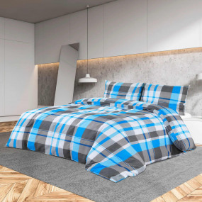 Duvet Cover Set Blue and grey 100% Cotton 78.7 x 78.7 i...