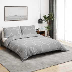 Duvet Cover Set Set of 2 Grey 100% Cotton 94.5 x 86.6 i...