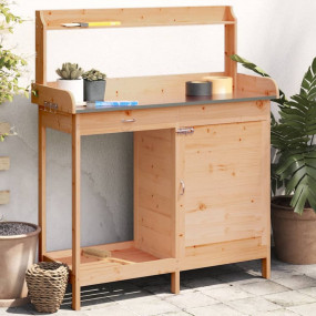 Potting Table Brown Solid fir wood, zinc Medium Potting...