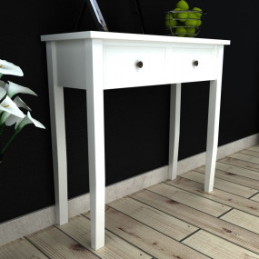 Console Table White MDF and Pinewood Compact Console Ta...