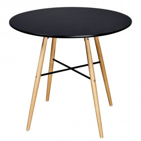 Kitchen Table Matte black MDF top, solid beech wood leg...