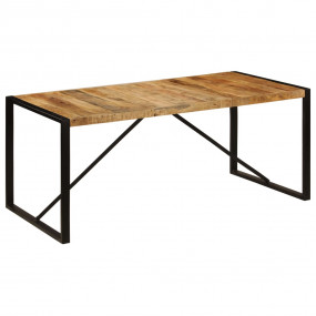 Dining Table Brown and Black Solid Mango Wood and Powde...