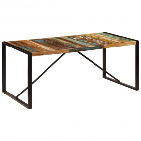 Dining Table Multicolor Solid Reclaimed Wood and Powder...