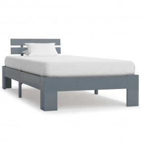 Bed Frame Gray Solid Pine Wood and Plywood Twin Durable