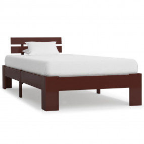 Bed Frame Dark brown Pine wood, Plywood 39.4x78.7 in Du...