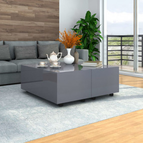 Coffee Table High Gloss Grey Engineered wood with a hig...