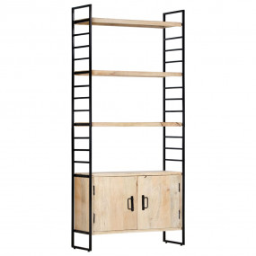 Bookcase Brown and Black Solid mango wood and powder-co...